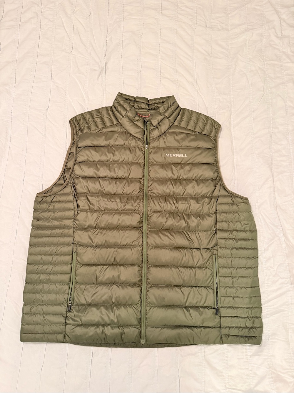 Merrell Men's Olive Green Quilted Packable Puffer Vest